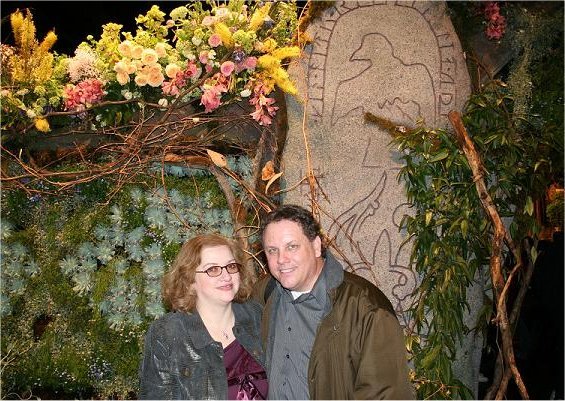 Di and Bri at the entrance to Legend of Ireland Flower Show theme