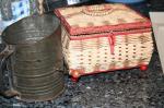 Old flour sifter and musical sewing&nbsp;box