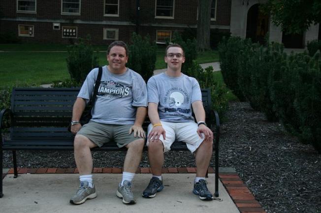 Brian and Sean outside the dorm