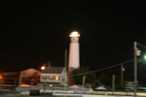 Fenwick Island lighthouse at night