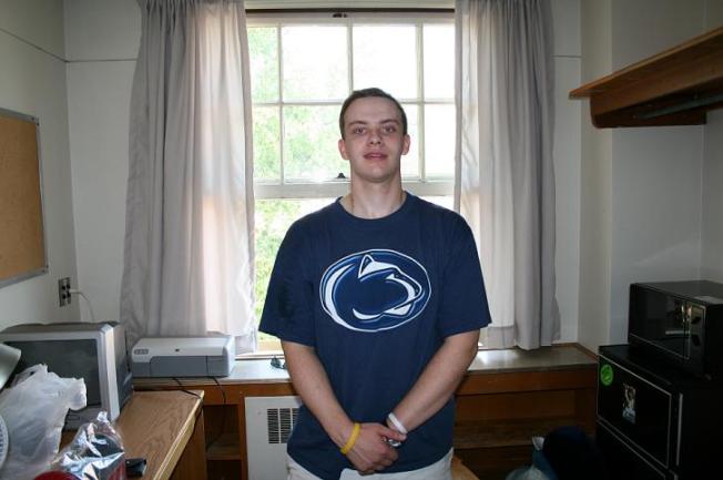 Sean in  dorm room