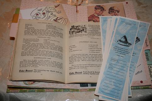 Baking pages with vintage pamphlet & bookmarks
